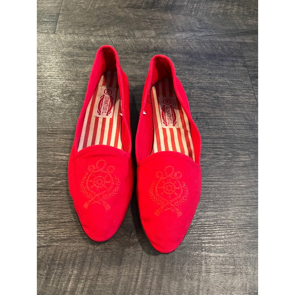 Separate Issue Womens Flats Nautical Crest Embroidery Red Size 8